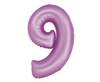 Number 9 foil balloon, violet, matte Smart, 76cm