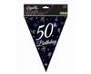 Paper garland, flags, black bunting, 50th birthday, 270 cm