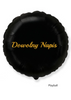 Round foil balloon, black, with a custom message