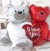 Teddy bear heart foil balloon, 99 cm