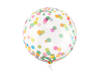 Transparent balloon, round crystal BOBO with color confetti, 40cm