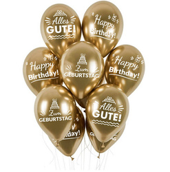 Balloons zum Geburtstag, goldene Chrom, 30cm, 50 Stk.