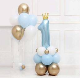 Ein Satz Luftballons 1 blaue ZIFFER + LATEXBALLONS