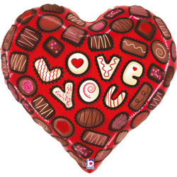 Folienballon - Love You Chocolates Herz 58cm, Grabo