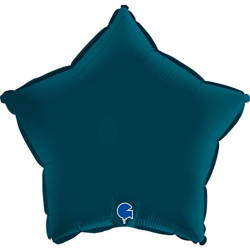 Folienballon - Satin Petrol Blue Star 46 cm, Grabo