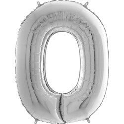 Folienballon - Zahl 0 Silber - 102 cm Grabo