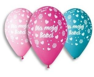 Latexballons, Aufdruck 'Dla mojej Babci', für die Großmutter, 32,5 cm, 5 Stück