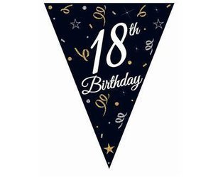 Papiergirlande, Flaggen, Schwarze Bunting, 18. Geburtstag, 270 cm