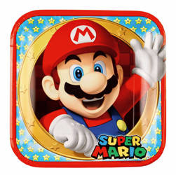 Pappteller, Super Mario, quadratisch 23 cm, 8 Stk.