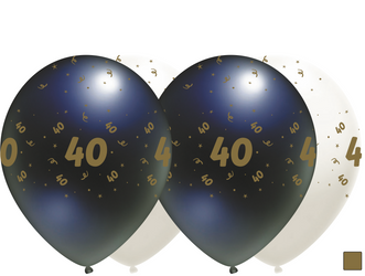 Weiße Latexballons mit "40", 30cm, 50 Stk.