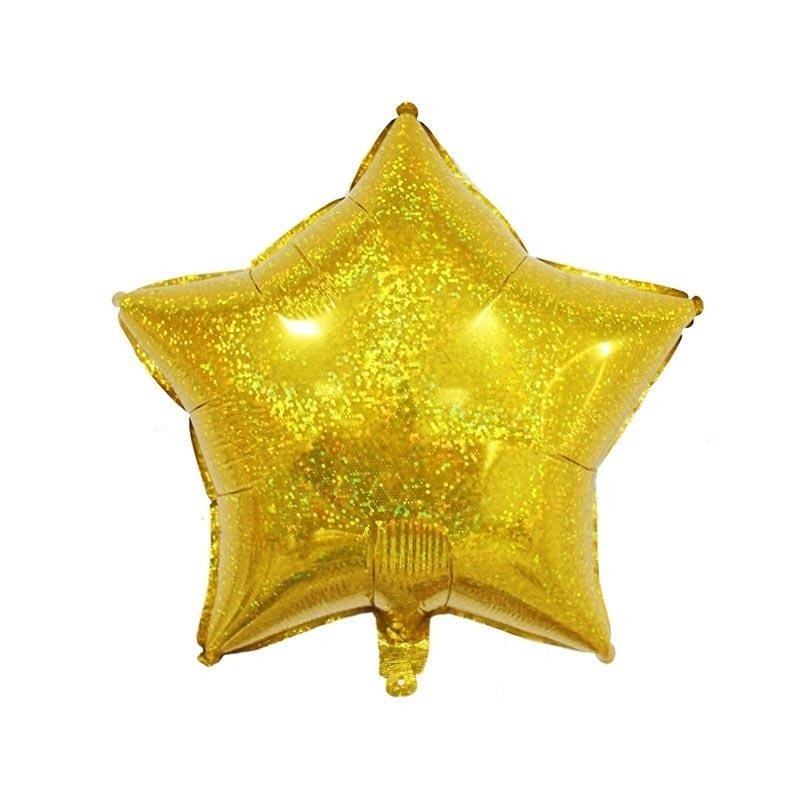 Folienballon - Gold Stern Hologramm - 18 Zoll Gold