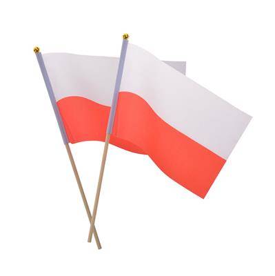 Polnische Flagge 14x21 cm auf einem Stab 30 cm, 1 Stk.  Eventdekorationen  \ Dekorationsstoffe \ Zubehör Arpex - Hurtownia Balonów