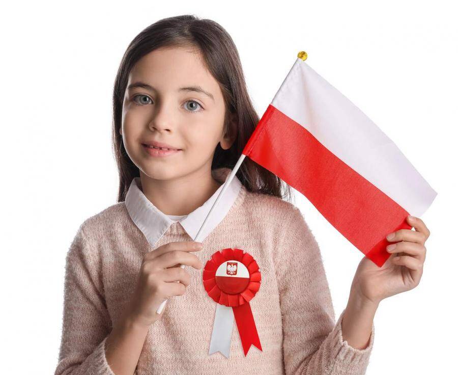 Polen Fahne / Flagge am Stab
