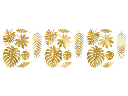 Aloha-Dekorationen - tropische Blätter, Gold 21 Stück