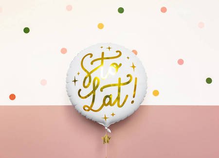 Ballon-Geburtstag Sto Lat! Weiß, 35 cm.