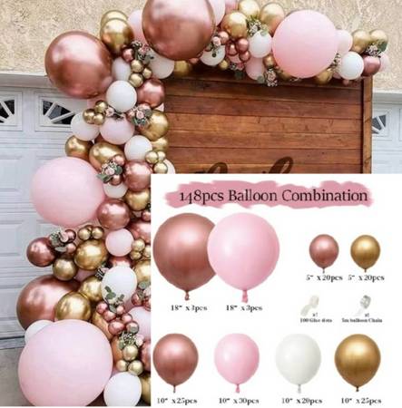 Ballongirlande, rosa und goldenes Set