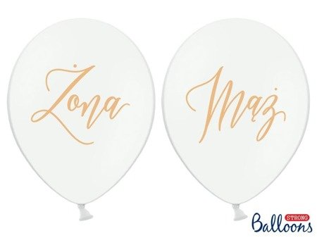 Ballons 30cm, "Żona" (3 Stk.) und "Mąż" (3 Stk.), Pastellweiß 