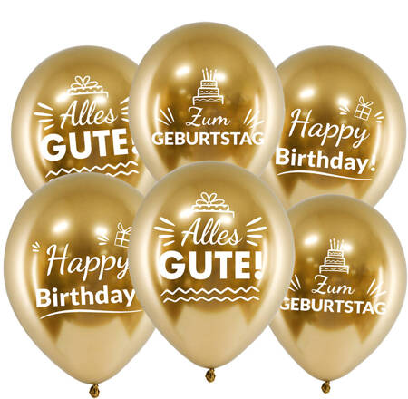 Balloons zum Geburtstag, goldene Chrom, 30cm, 10 Stk.