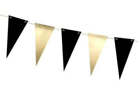 Flaggengirlande - Schwarz und Gold, Mix, 2,15 m