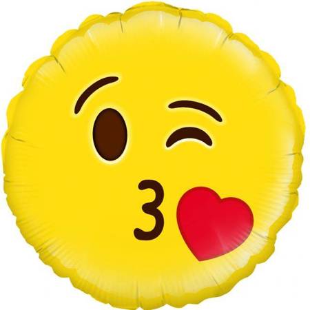 Folienballon - Emoji - Buziak - Herz, 45 cm