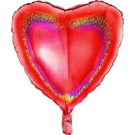 Folienballon - Herz, Rot, Holografisch, 46 cm, Grabo