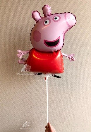 Folienballon - Peppa, 36 cm, Grabo, auf dem Stock