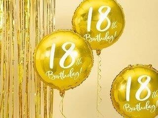 Folienballon, Rund, '18. Geburtstag' - zum 18. Geburtstag, Gold, 45 cm