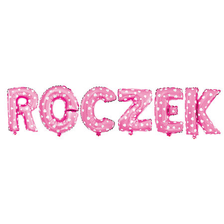 Folienballon, Schriftzug ROCZEK, Rosa mit Sternen, 40 cm