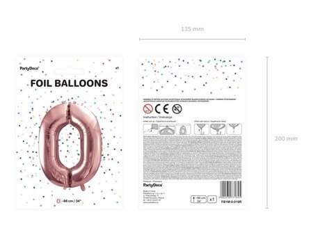 Folienballon-Zahl '0', 86cm, Rosegold