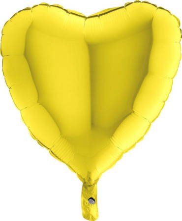 Folienballon - gelb, Herz, 46 cm, Grabo