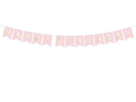 Geburtstagsgirlande - Happy Birthday Banner, Rosa