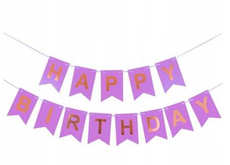 Girlande - HAPPY BIRTHDAY-Banner, Holo-Fuchsia