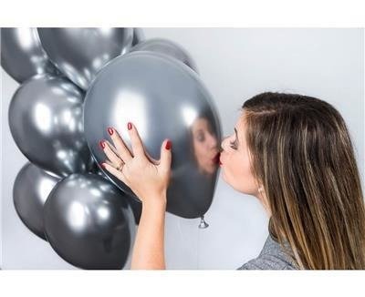 Latexballons, Silber Chrom, 33 cm, 50 Stück