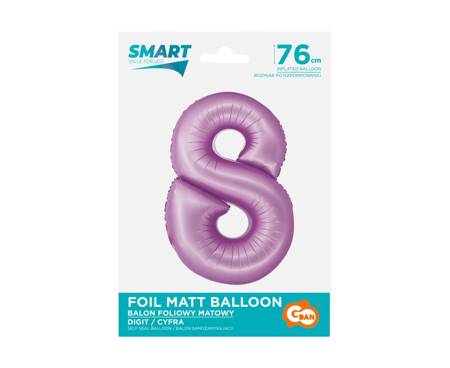 Nummer 8 Folienballon, violett, matt, Smart, 76cm