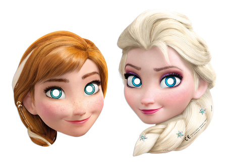 Papiermasken von Anna und Elsa, Frozen 6 Stück
