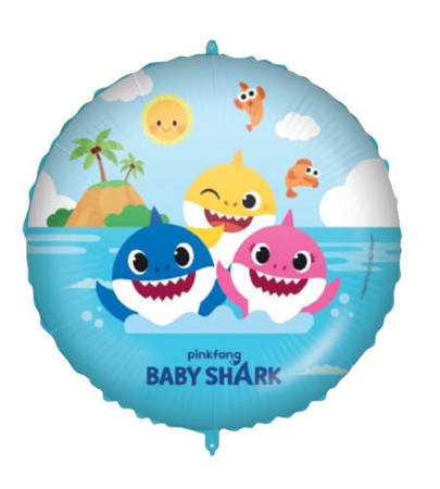 Runder Folienballon Baby Shark mit Gewicht, 46 cm
