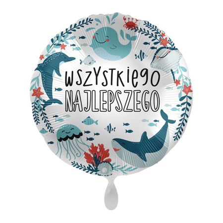Runder Folienballon Happy Birthday Meereswelt 43cm