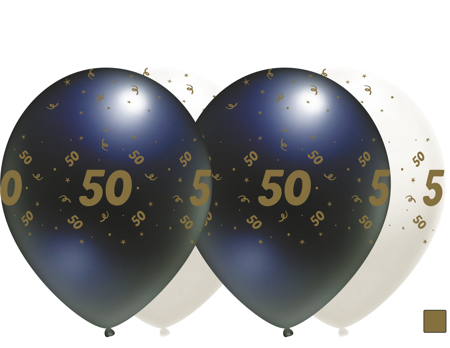 Weiße Latexballons mit "50", 30cm, 50 Stk.