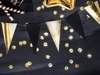 Flaggengirlande - Schwarz und Gold, Mix, 2,15 m