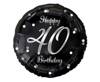Folienballon glücklich 40 Geburtstag, schwarz silber Druck, 46 cm