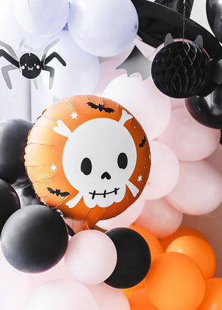 Totenkopf Folienballon, Halloween, orange, 45 cm,