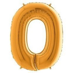 The foil balloon number 0, Golden, 66 cm Grabo