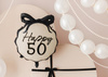 Foil Round Balloon with Bow "Happy 50" – Black-Beige