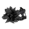 Carnival mask with sequins and flower black 16x10cm