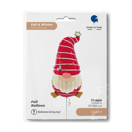 Folienballon Weihnachts-Wichtel, Gnom, 68 cm
