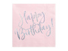 Serwetki urodzinowe Happy Birthday, pudrowy róż, 33x33cm