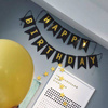 Geburtstagsgirlande Happy Birthday Schwarz, goldener Schriftzug, groß, 20cm