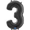 Folienballon Nummer 3 Schwarz, 66 cm Grabo