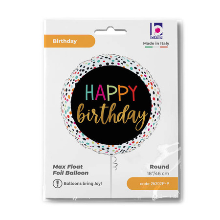 Folienballon - Happy Birthday runde Punkte 46 cm