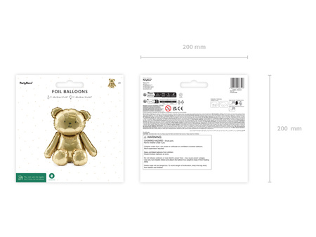 Balon foliowy Miś – Złoty, 43x53 cm